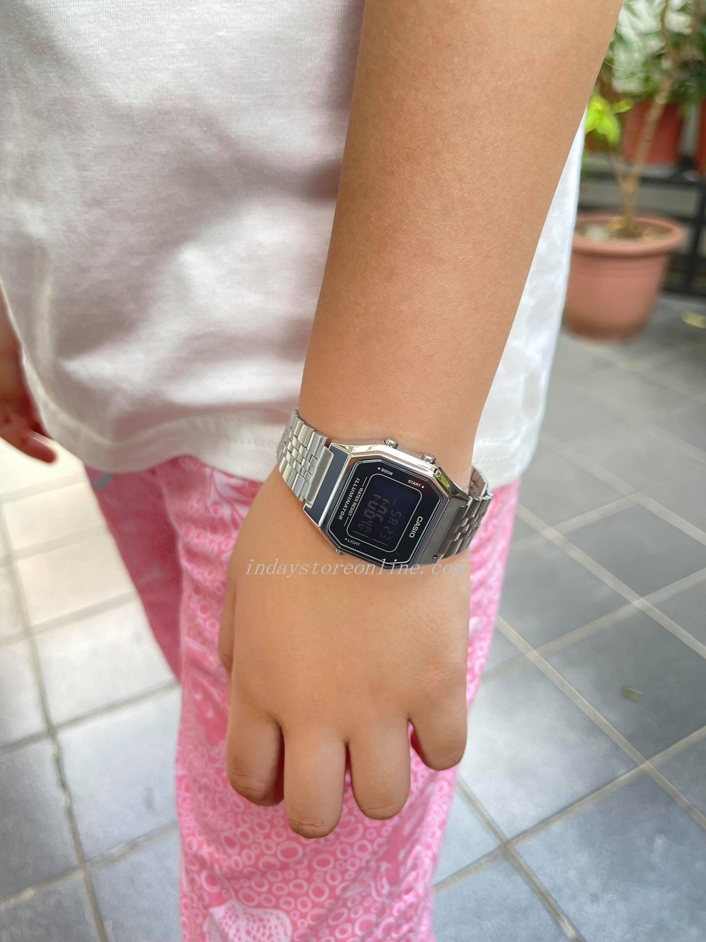 Casio Vintage Women's Watch LA680WA-1B Silver Plated Stainless Steel Self-adjustable Band