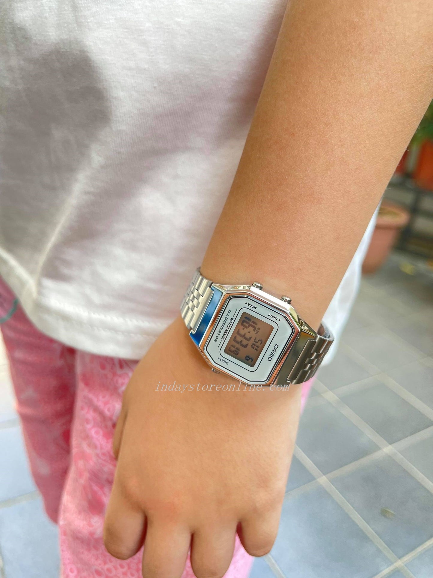 Casio Vintage Women's Watch LA680WA-7D Silver Plated Stainless Steel Strap Self-adjustable Band