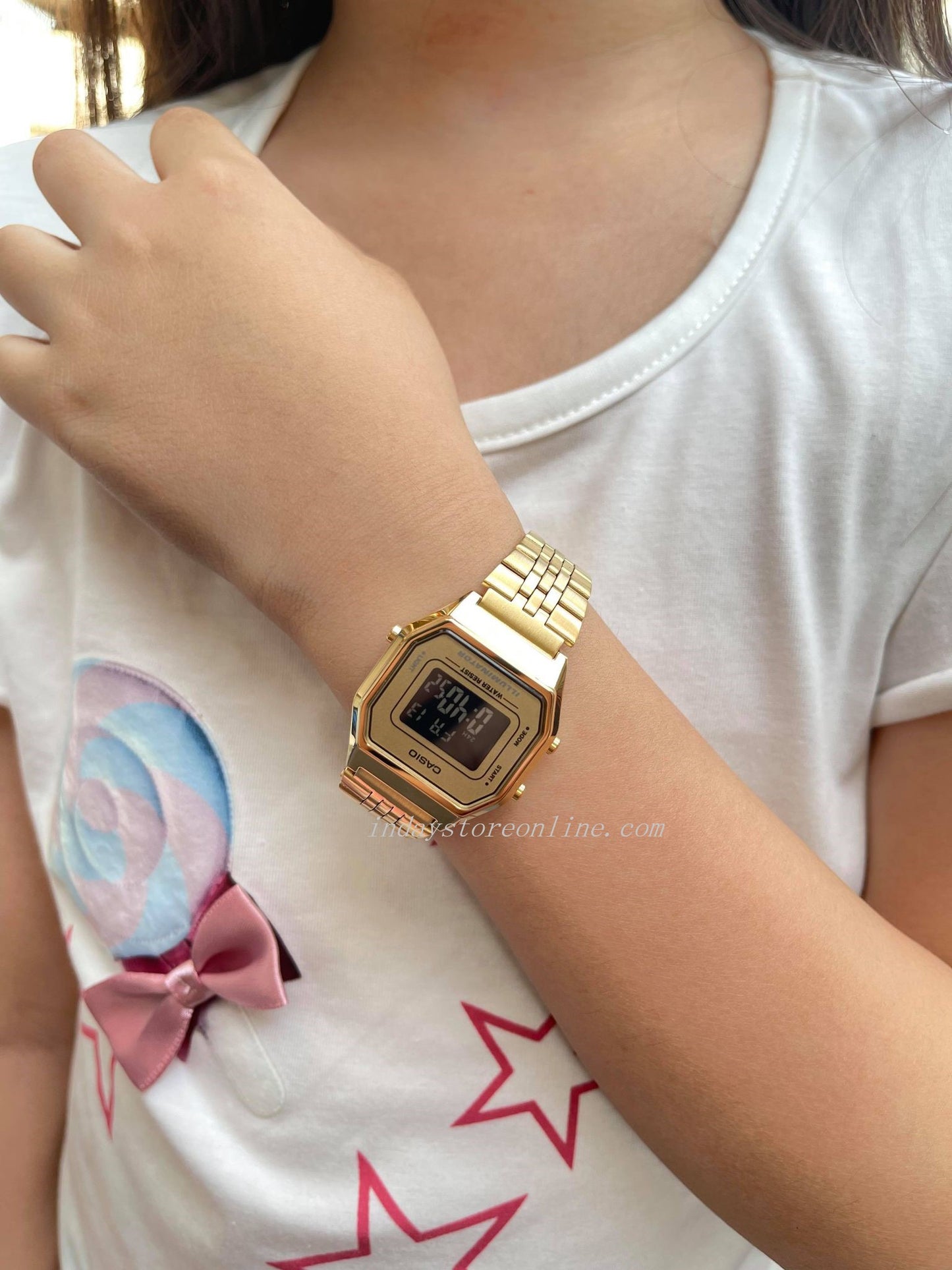 Casio Vintage Women's Watch LA680WGA-9B Gold Plated Stainless Steel Strap Self-adjustable Band