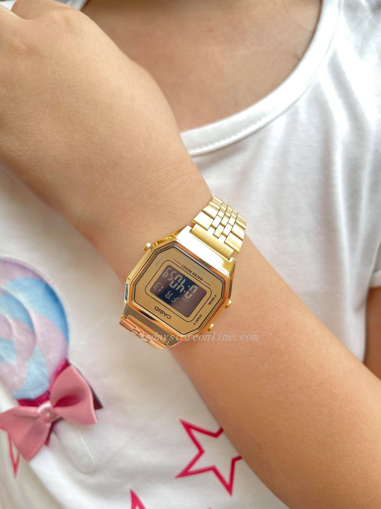 Casio Vintage Women's Watch LA680WGA-9B Gold Plated Stainless Steel Strap Self-adjustable Band
