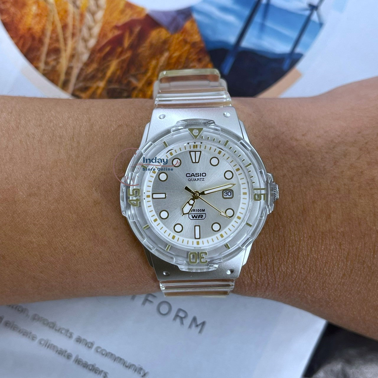 Casio Analog Women's Watch LRW-200HS-7E Resin Band Resin Glass Transparent Color