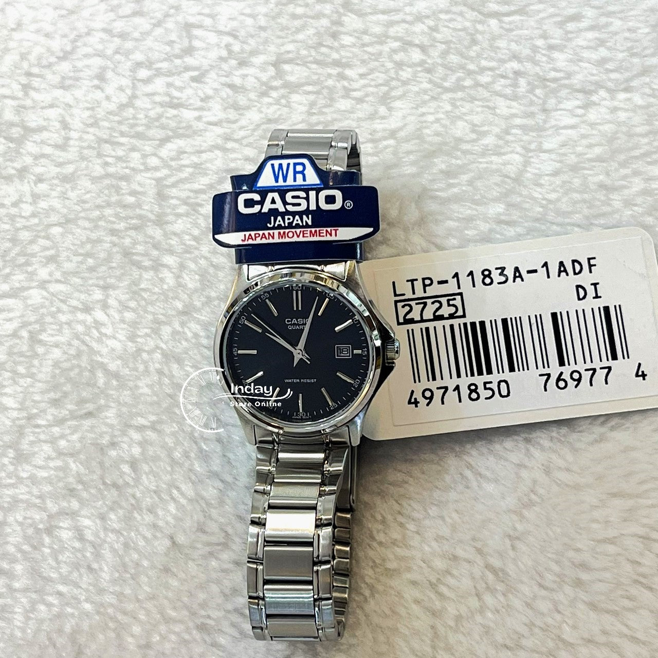 Casio Fashion Women's Watch LTP-1183A-1A Silver and Black Stainless Steel Band Triple-fold Clasp Mineral Glass
