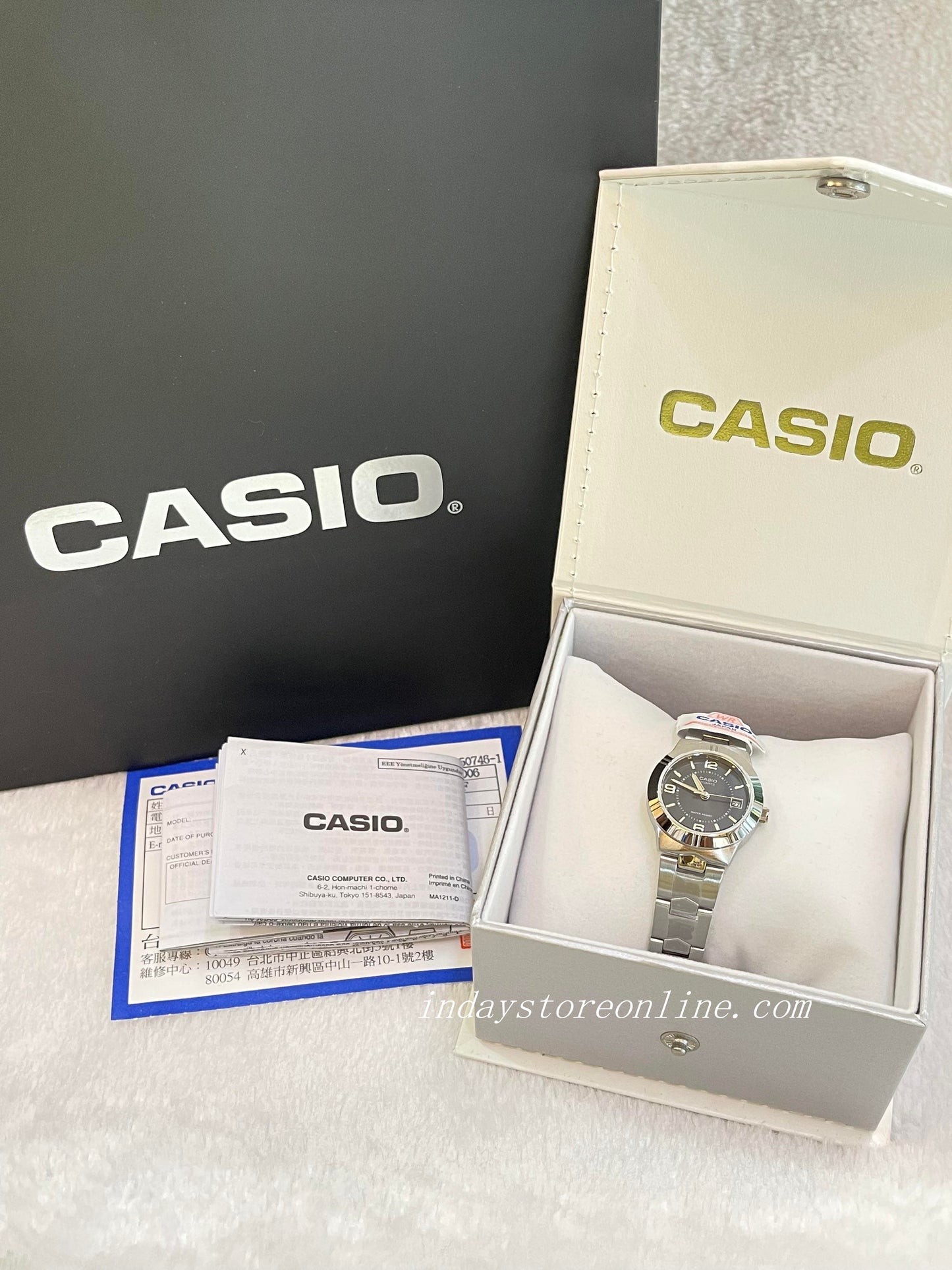 Casio Fashion Women's Watch LTP-1241D-1A Silver/Black Stainless Steel Band Mineral Glass