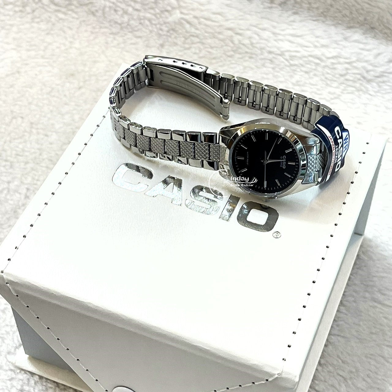 Casio Fashion Women's Watch LTP-1274D-1A Silver/Black Stainless Steel Band Mineral Glass Triple-fold Clasp