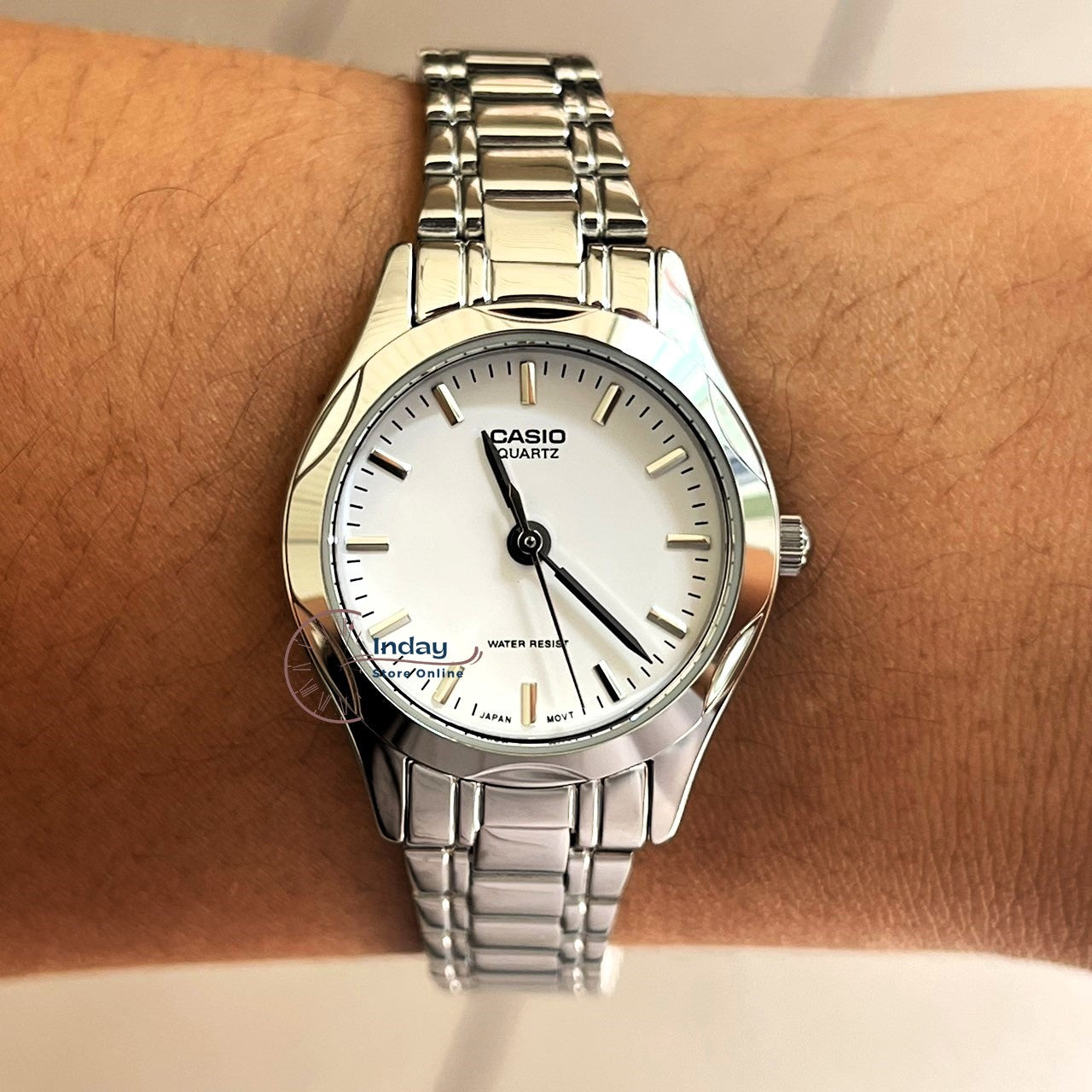 Casio Fashion Women's Watch LTP-1275D-7A Silver Stainless Steel Band Mineral Glass Triple-fold Clasp