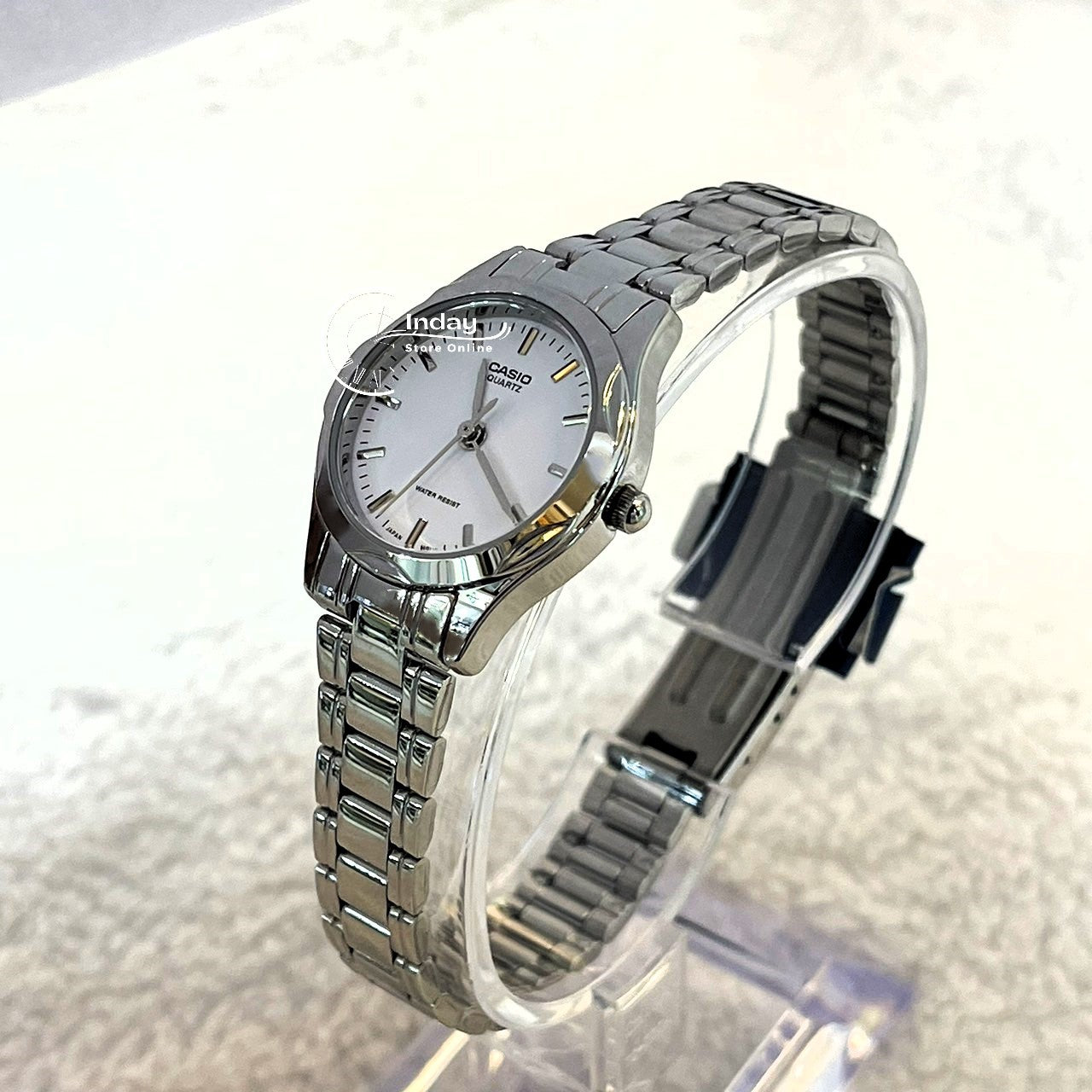 Casio Fashion Women's Watch LTP-1275D-7A Silver Stainless Steel Band Mineral Glass Triple-fold Clasp