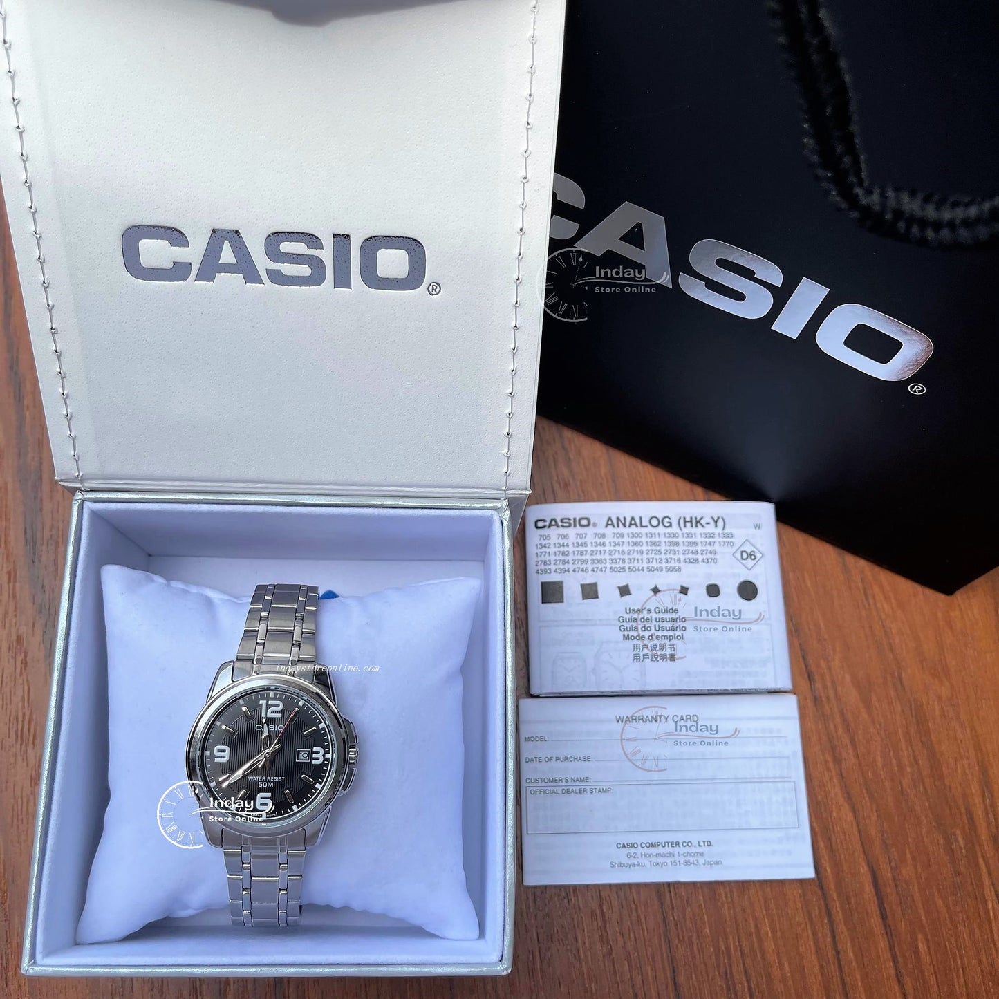 Casio Fashion Women's Watch LTP-1314D-1A Silver/Black Stainless Steel Band Mineral Glass Triple-fold Clasp