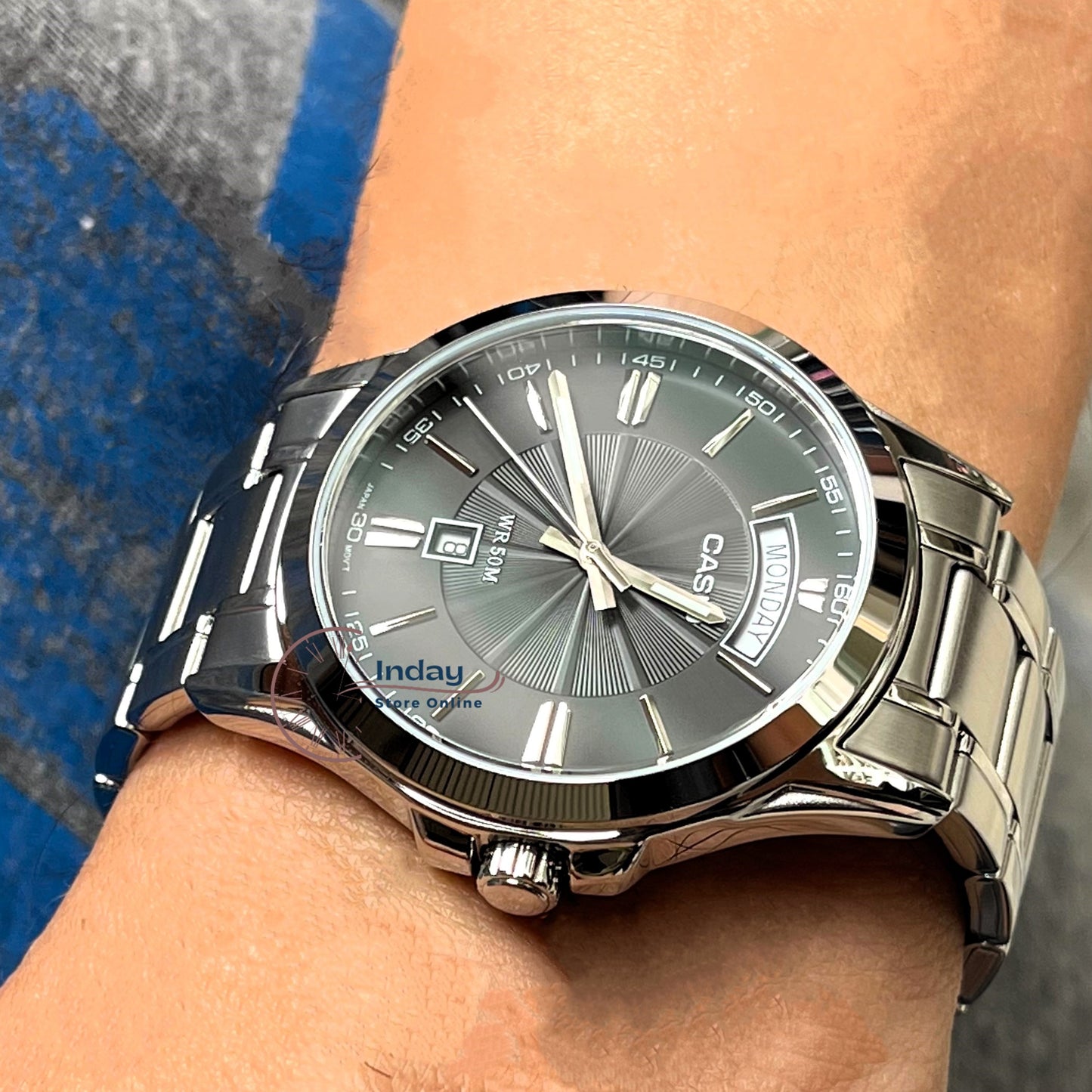 Casio Fashion Men's Watch MTP-1381D-1A Stainless Steel Band Mineral Glass