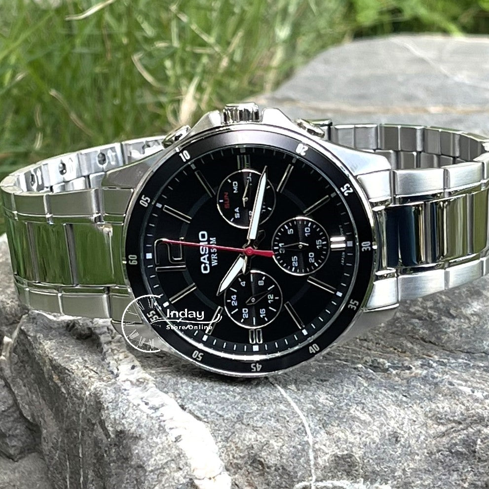 Casio Fashion Men's Watch MTP-1374D-1A Stainless Steel Band Mineral Glass