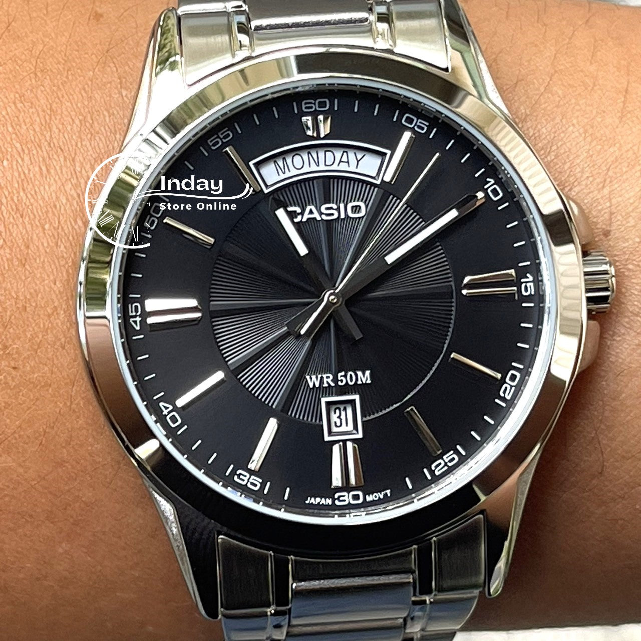 Casio Fashion Men's Watch MTP-1381D-1A Stainless Steel Band Mineral Glass
