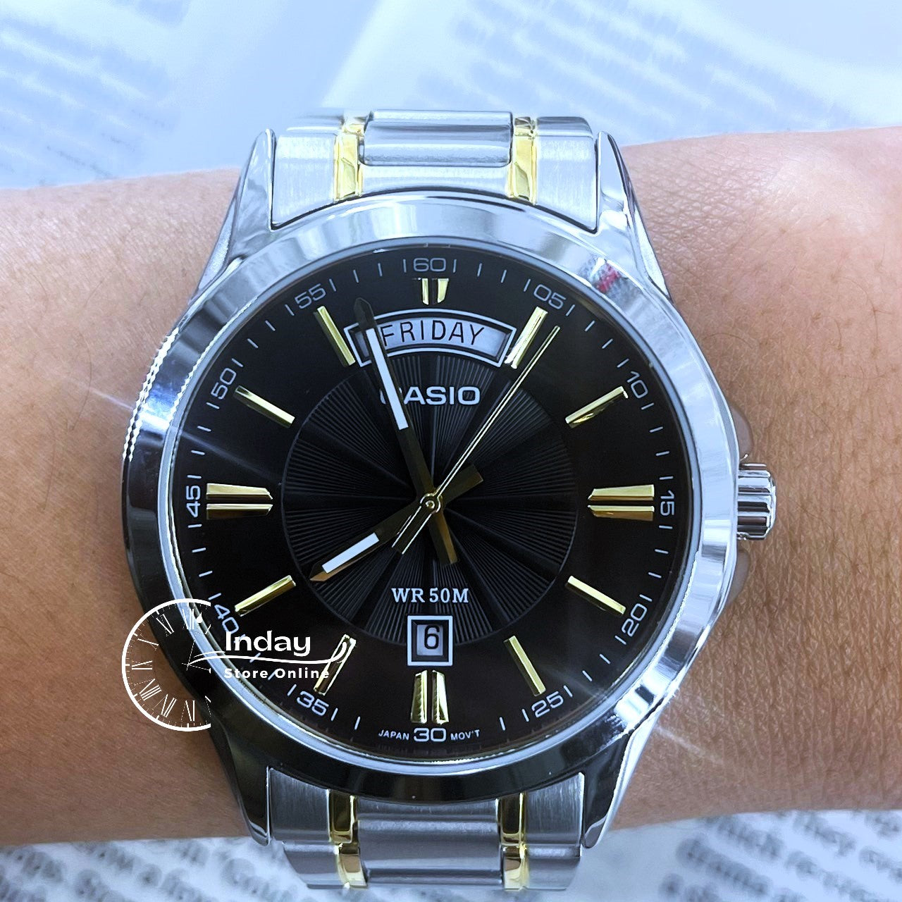 Casio Men's Watch MTP-1381G-1A Stainless Steel Band Mineral Glass