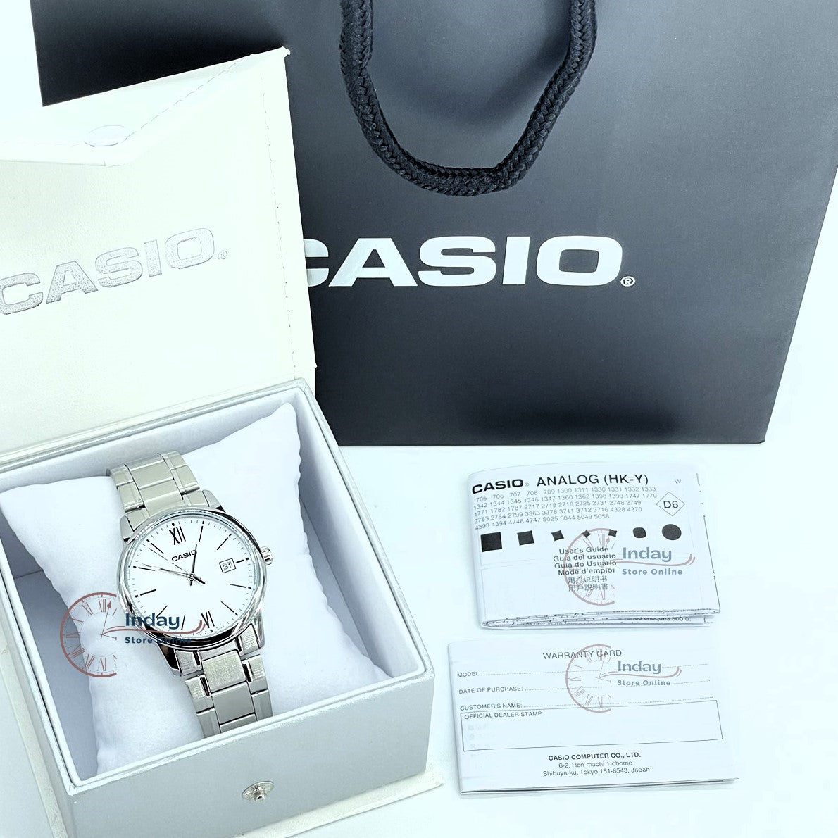 Casio Standard Men's Watch MTP-V002D-7B3 Analog Stainless Steel Band Triple-fold Clasp Mineral Glass