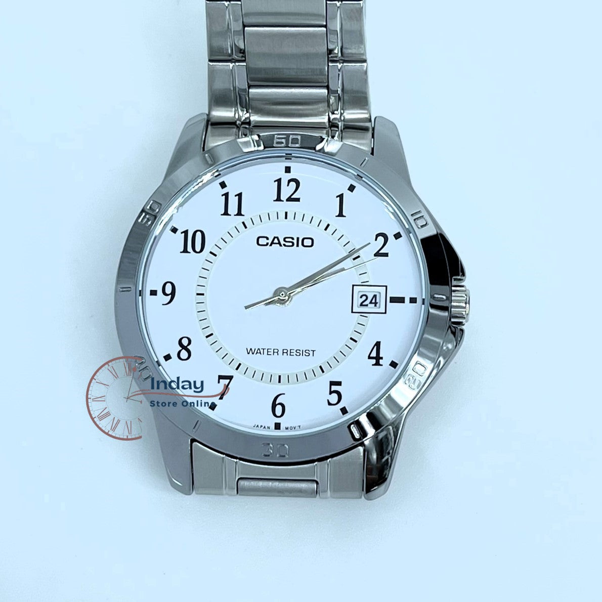 Casio Standard Men's Watch MTP-V004D-7B Silver Plated Stainless Steel Strap Mineral Glass