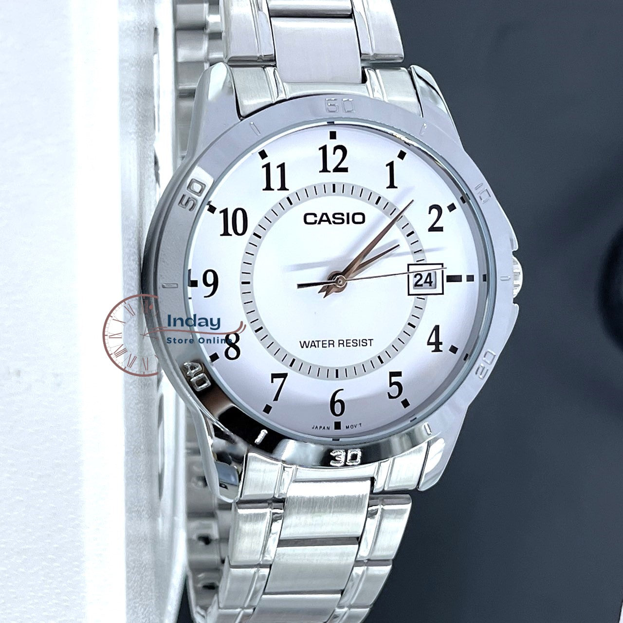 Casio Standard Men's Watch MTP-V004D-7B Silver Plated Stainless Steel Strap Mineral Glass