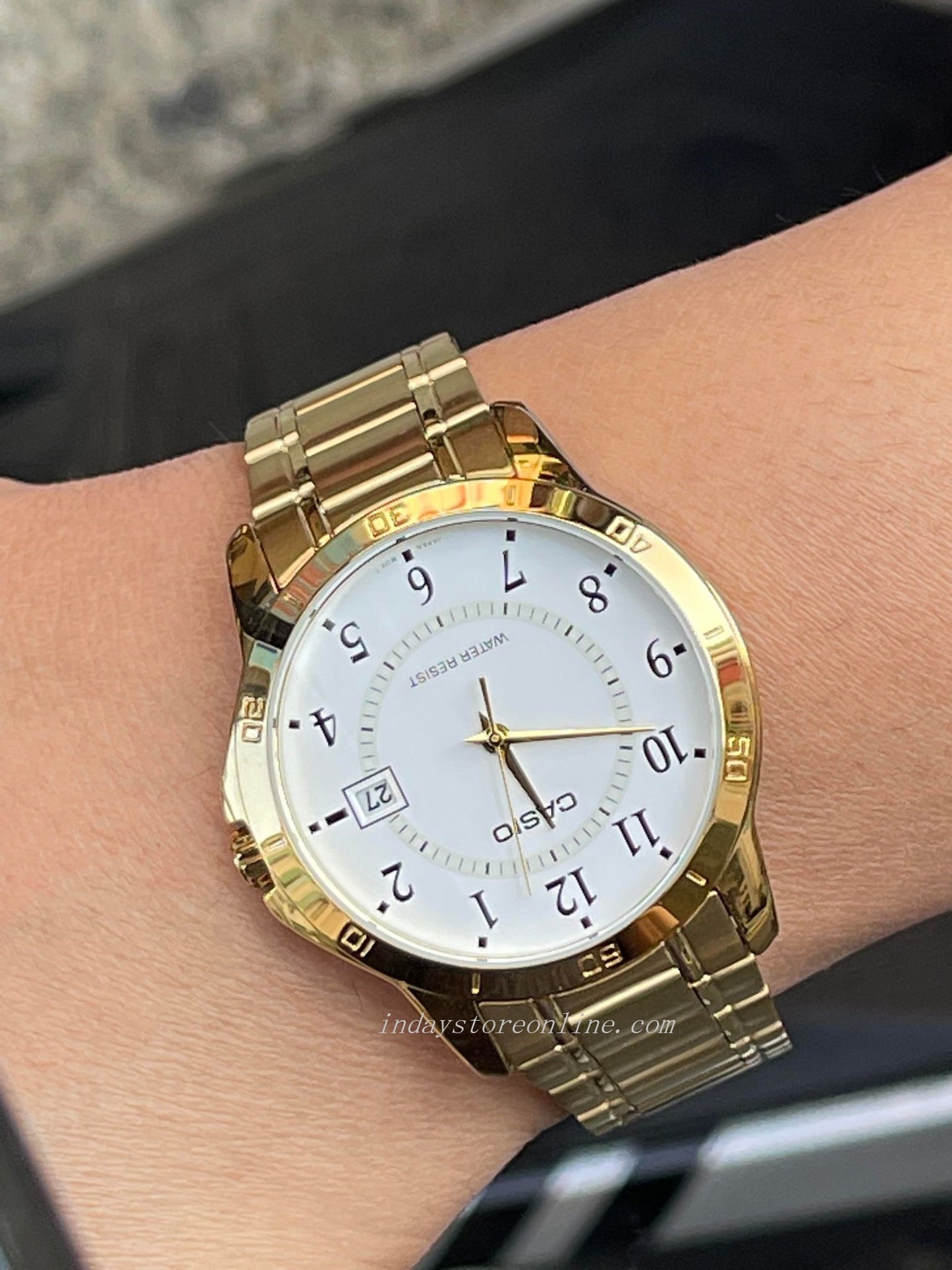 Casio Standard Men's Watch MTP-V004G-7B Gold Plated Stainless Steel Mineral Glass