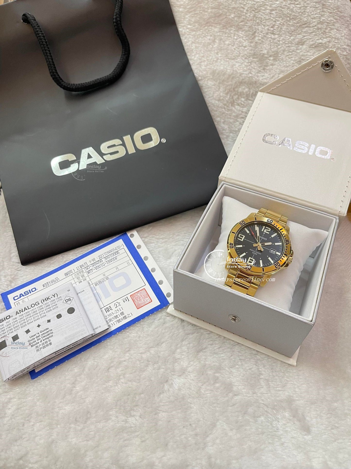 Casio Men's Watch MTP-VD01G-1B Gold Plated Stainless Steel Strap Mineral Glass Triple-fold Clasp