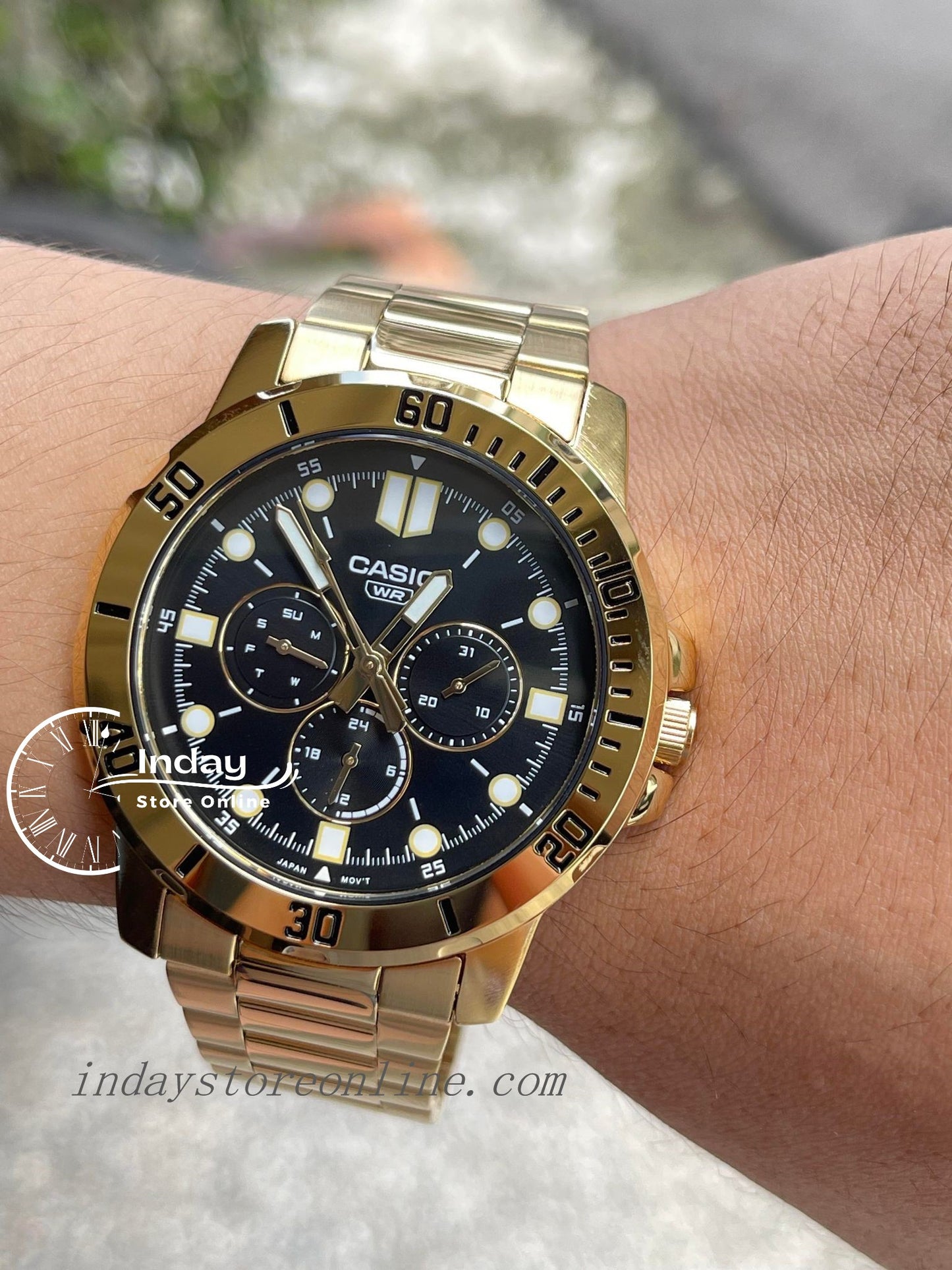 Casio Men's Watch MTP-VD300G-1E Gold Plated Stainless Steel Strap Mineral Glass