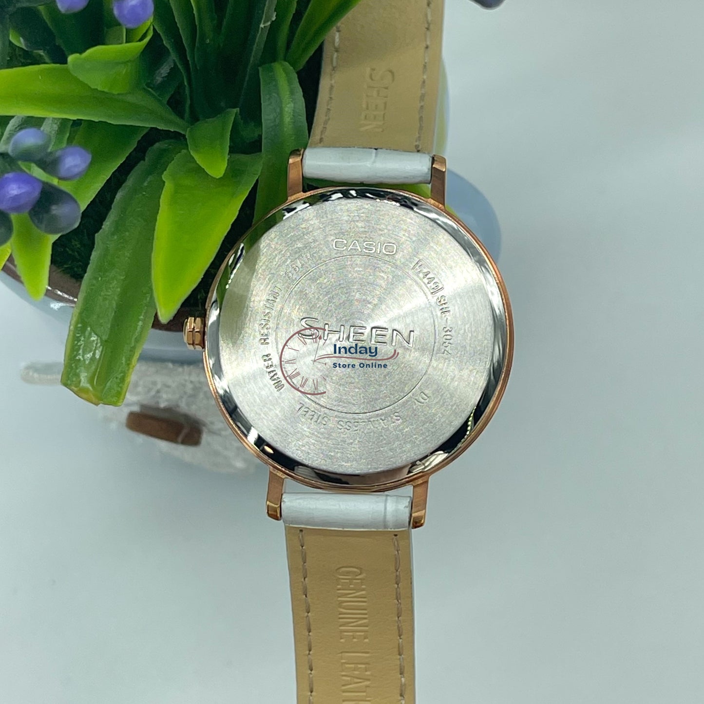 Casio Women's Watch Sheen SHE-3054PGL-2A Genuine Leather Band Mineral Glass