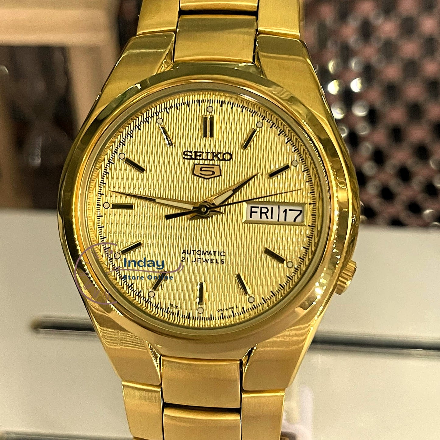 Seiko Automatic Men's Watch SNK610K1 Gold Tone Stainless Steel See Through Case Back