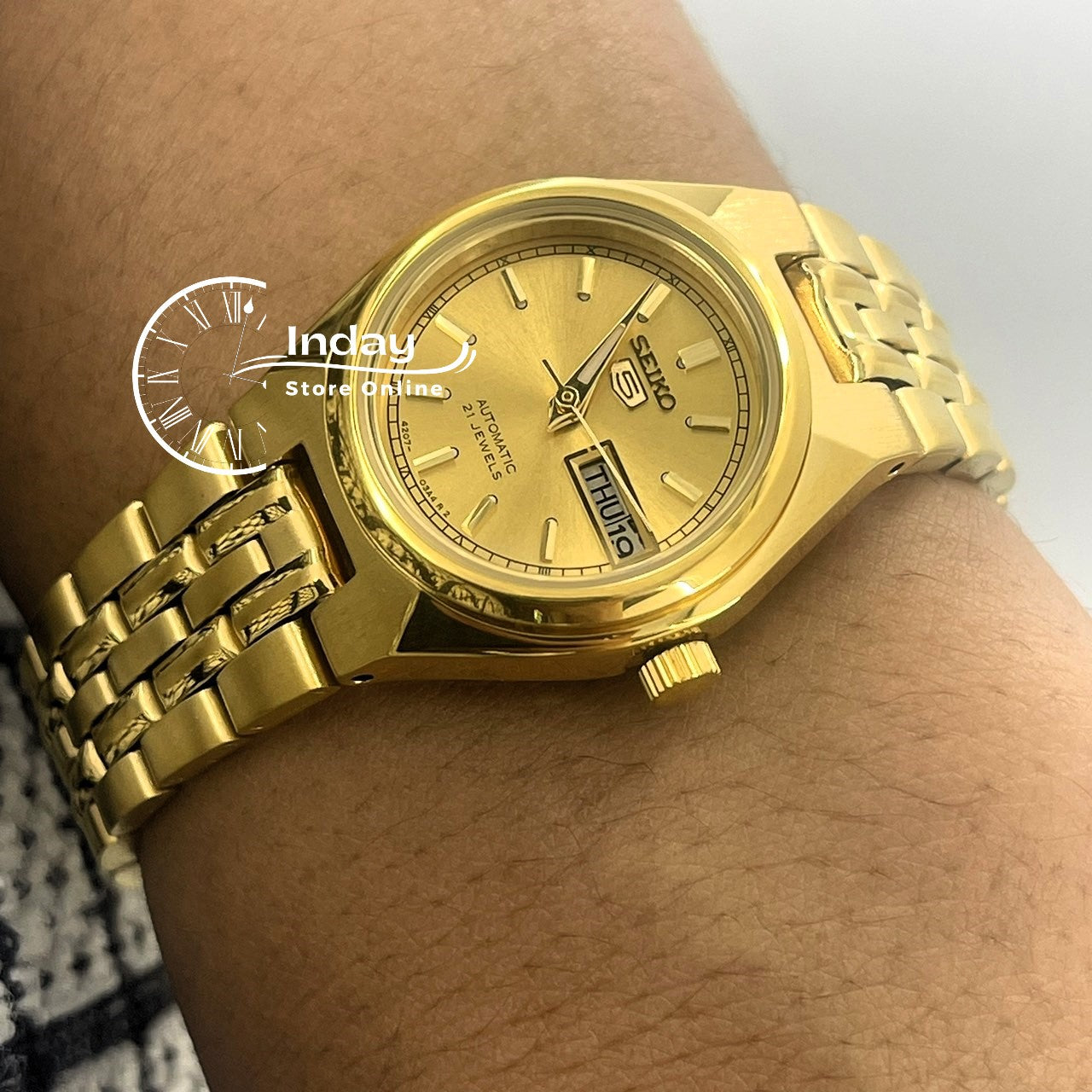 Seiko Automatic Women's Watch SYMA04K1 Gold Tone Stainless Steel Luminous