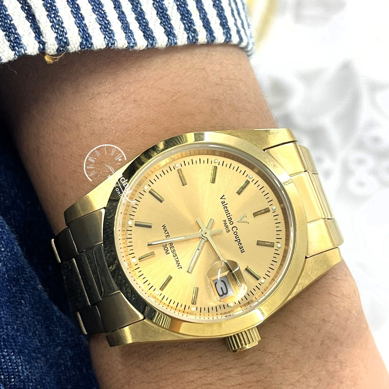 范倫鐵諾 古柏 Coupeau Men's Watch 12168KM-13 Gold Tone Stainless Steel Band