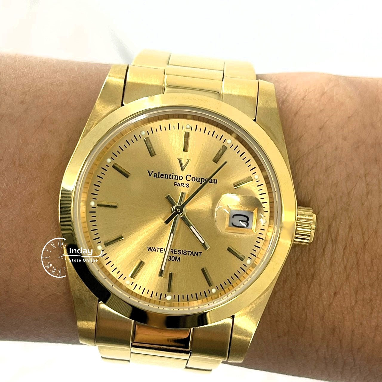 范倫鐵諾 古柏 Coupeau Men's Watch 12168KM-13 Gold Tone Stainless Steel Band