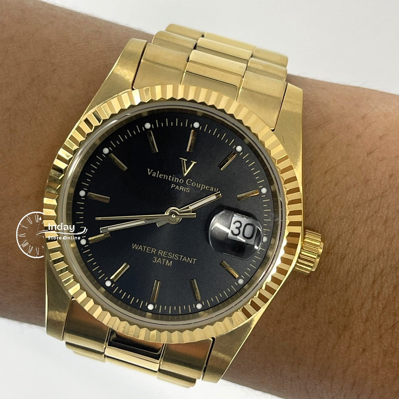 范倫鐵諾 古柏 Coupeau Men's Watch 12169KM-14 Gold Tone Stainless Steel Band