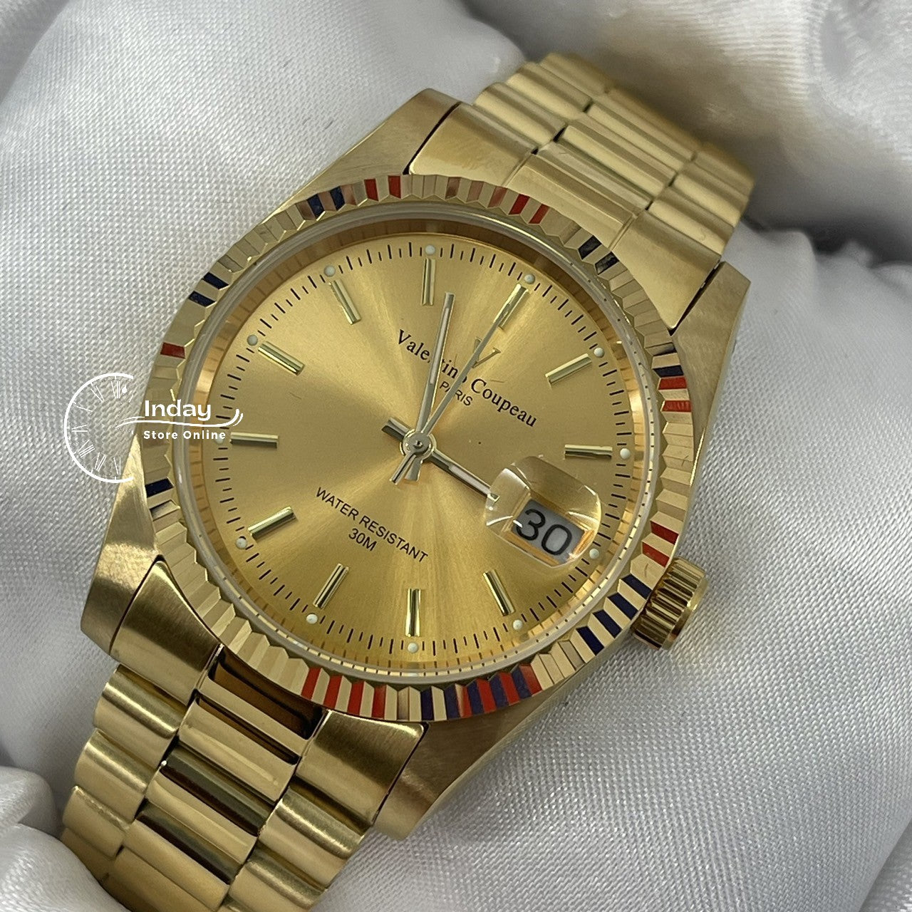 范倫鐵諾 古柏 Coupeau Men's Watch 12169KM-13 Gold Tone Stainless Steel Band