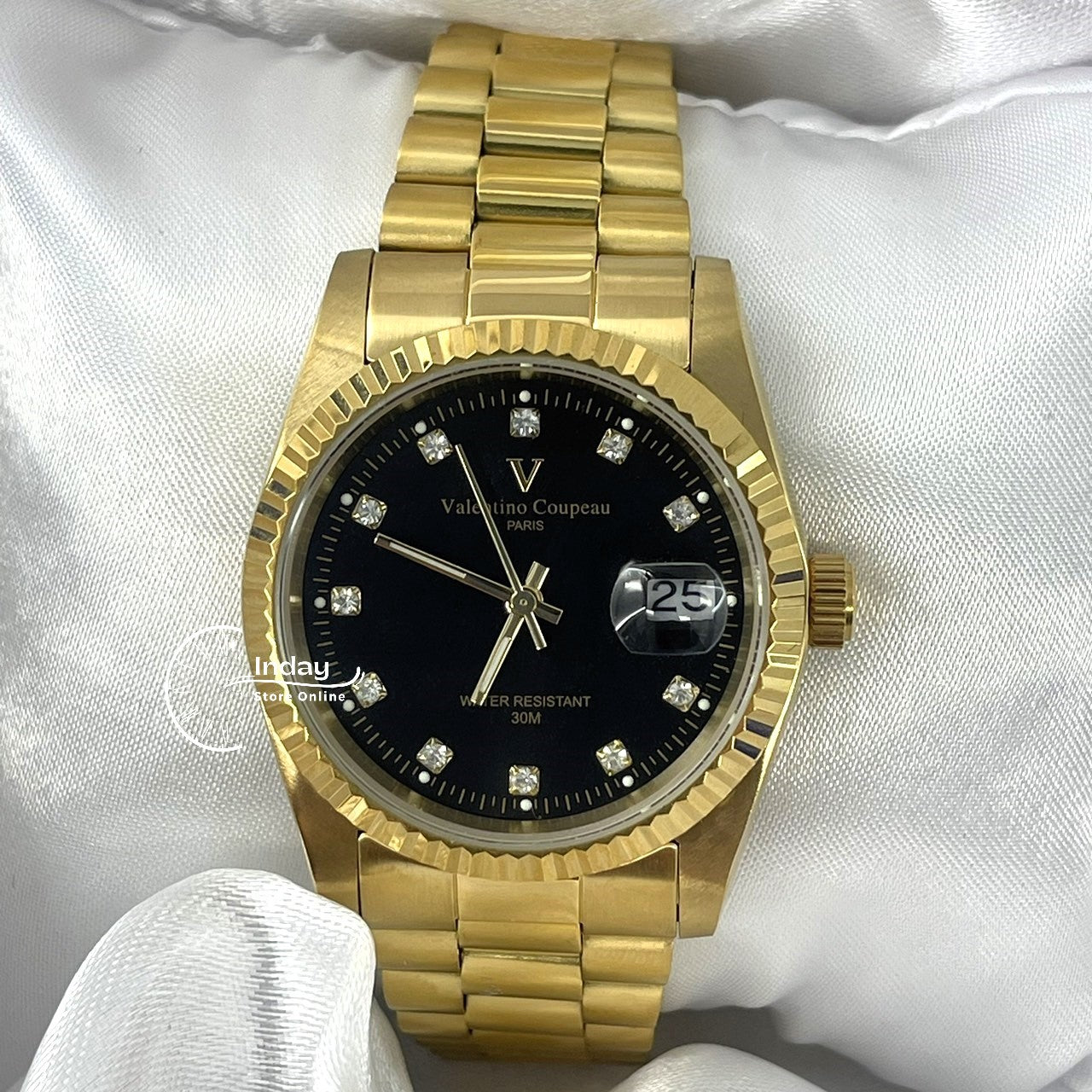 范倫鐵諾 古柏 Coupeau Men's Watch 12169KM-18 Gold Tone Stainless Steel Band