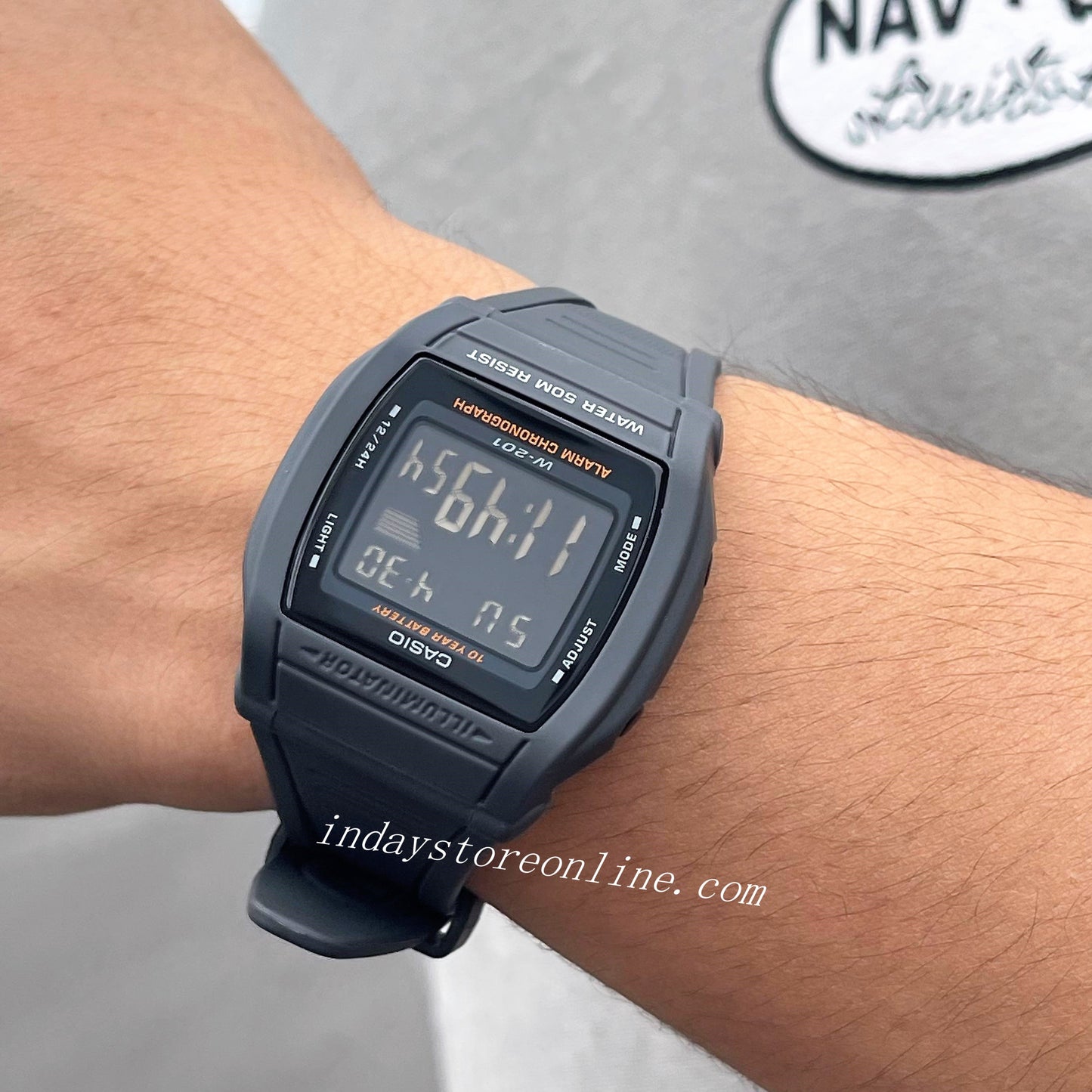 Casio Digital Unisex Watch W-201-1B Digital Sporty Design Resin Band Resin Glass Battery Life: 10 Years