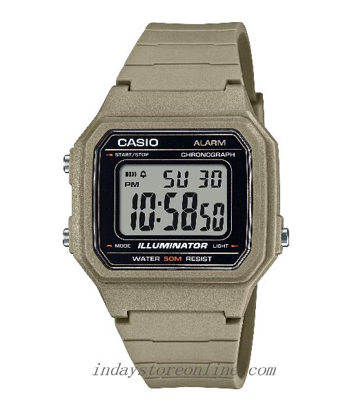 Casio Digital Unisex Watch W-217H-5A Digital Resin Band Resin Glass
