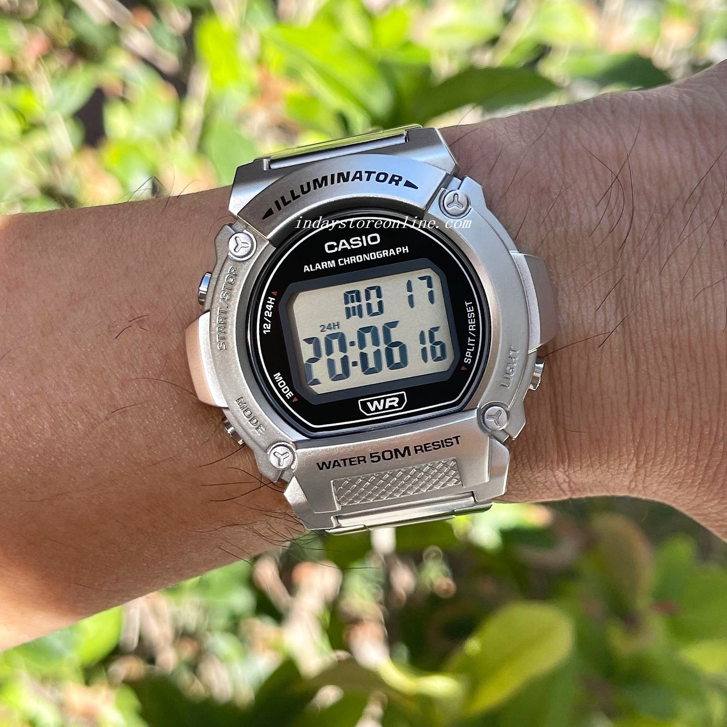 Casio Digital Men's Watch W-219HD-1A Sporty Design Silver Plated Stainless Steel Strap