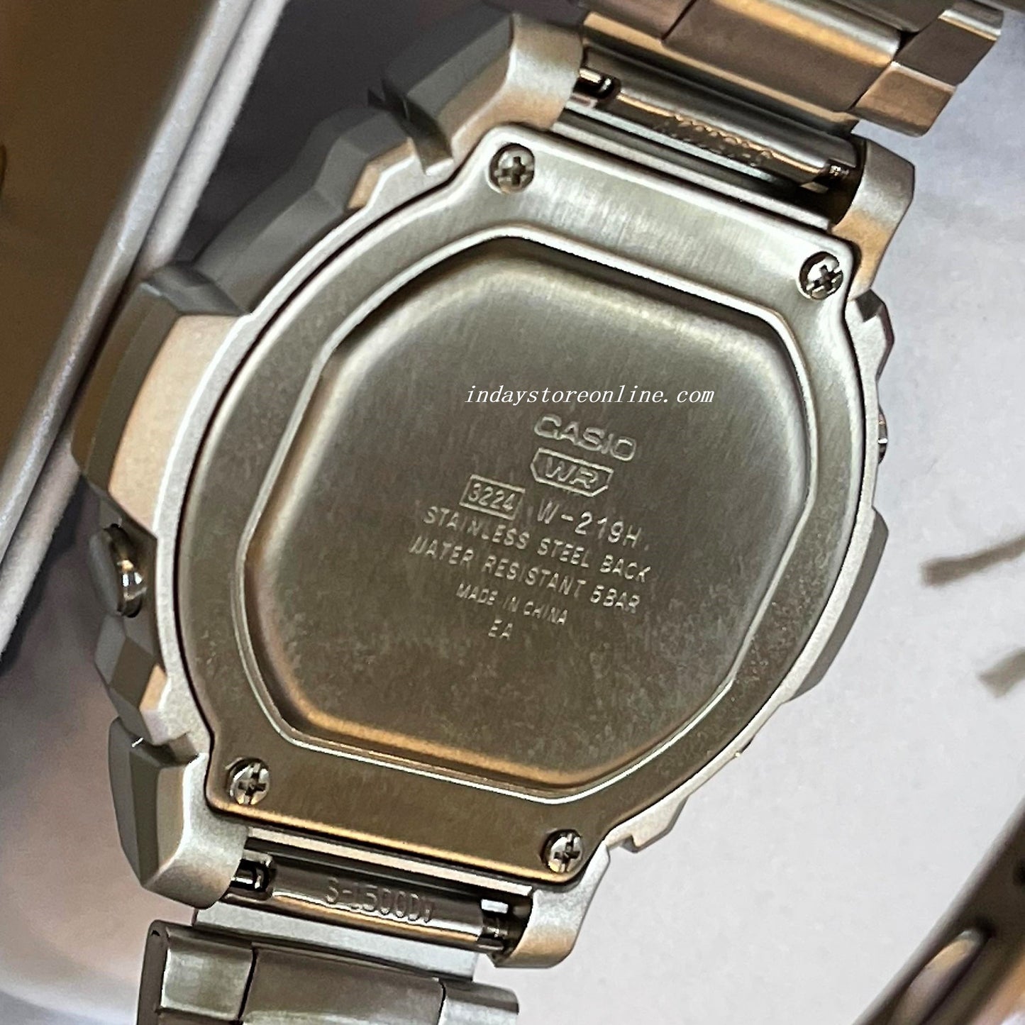 Casio Digital Men's Watch W-219HD-1A Sporty Design Silver Plated Stainless Steel Strap