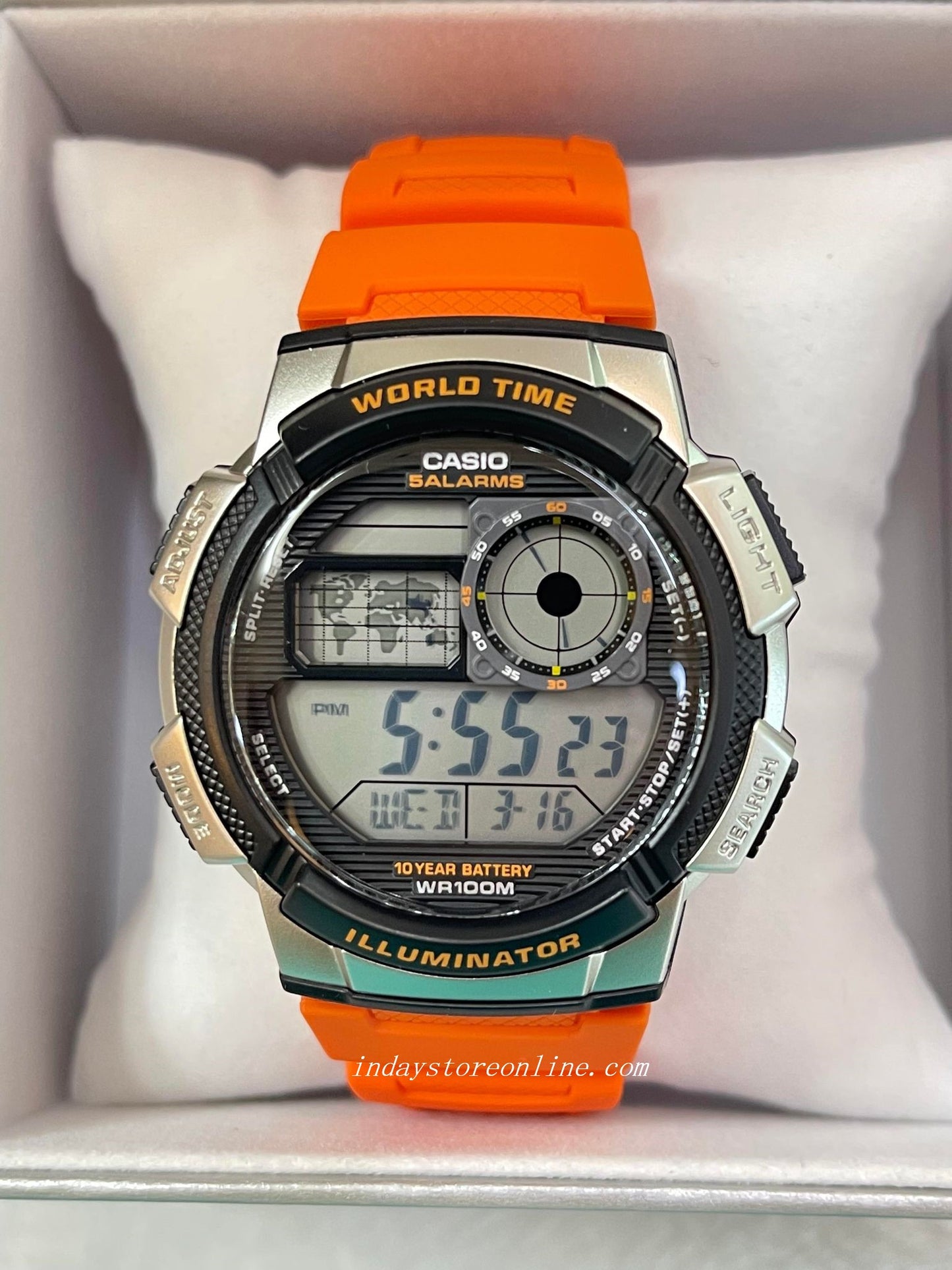 Casio Digital Men's Watch AE-1000W-4B Digital Orange Color Resin Band Resin Glass Battery Life: 10 Years