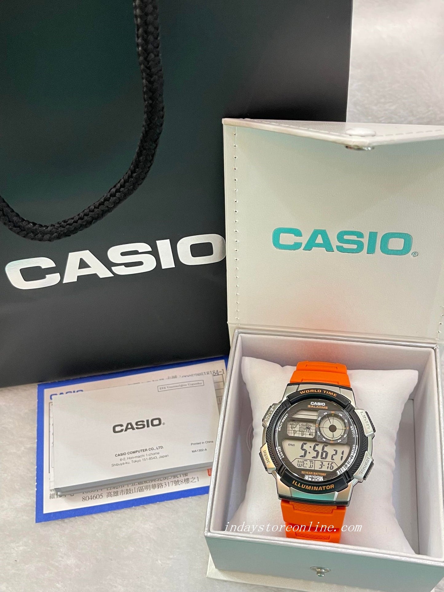 Casio Digital Men's Watch AE-1000W-4B Digital Orange Color Resin Band Resin Glass Battery Life: 10 Years