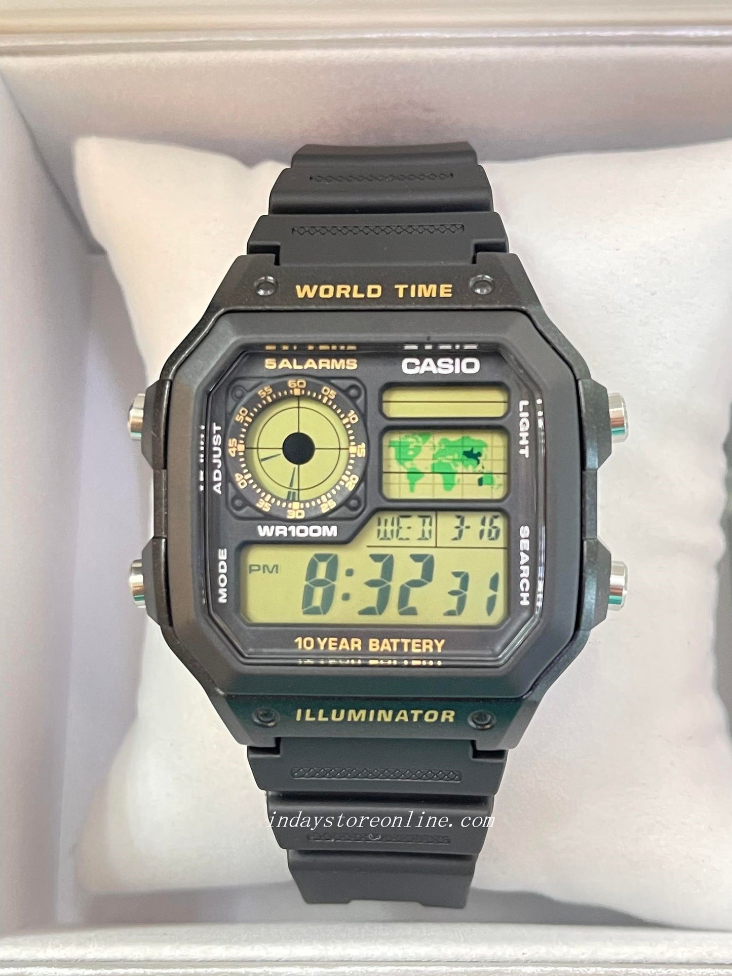 Casio Digital Men's Watch AE-1200WH-1BV Digital Sporty Design Resin Band Resin Glass Battery Life: 10 years