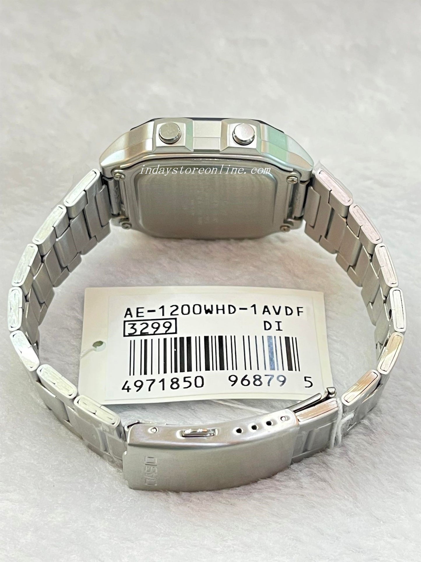 Casio Digital Men's Watch AE-1200WHD-1A 10-Year Battery Life Silver Plated Stainless Steel Band