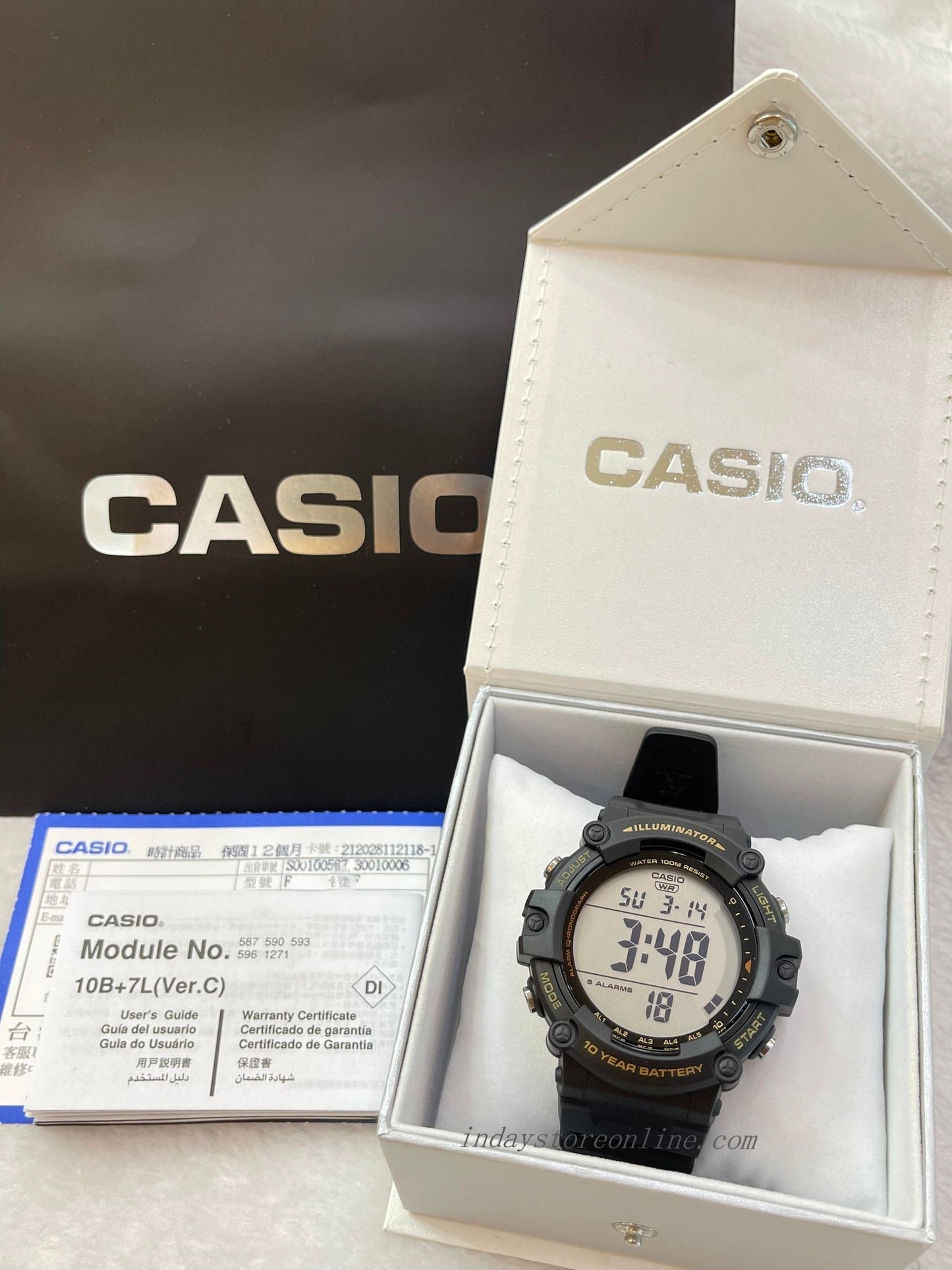 Casio Digital Men's Watch AE-1500WHX-1A 10-Year Battery Life Sporty Design Black Resin Strap
