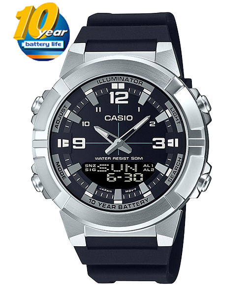 Casio Analog-Digital Men's Watch AMW-870-1A Resin Band Mineral Glass Battery Life 10-Years