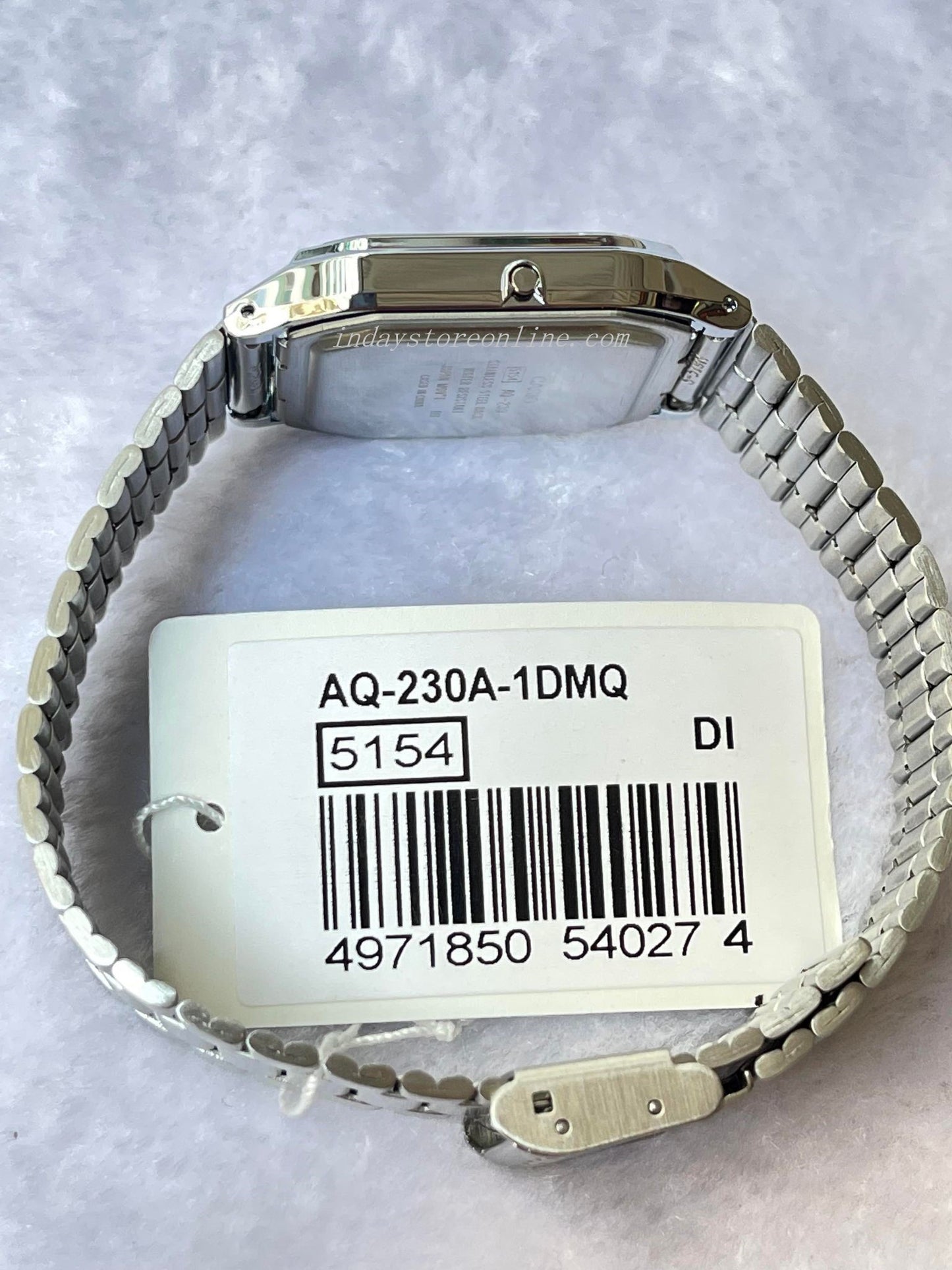 Casio Vintage Unisex Watch AQ-230A-1D Silver Plated Stainless Steel Self-adjustable Band