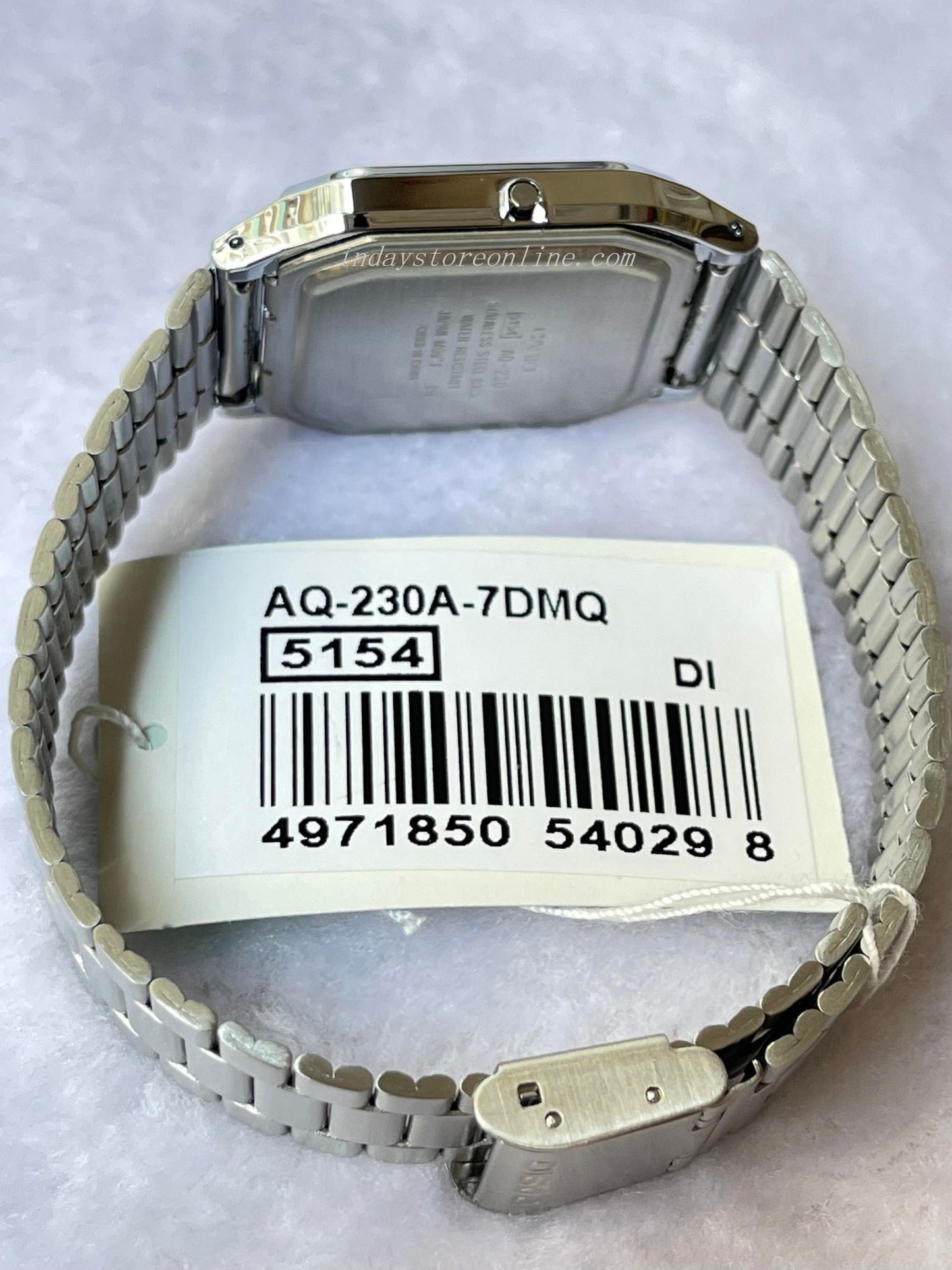 Casio Vintage Unisex Watch AQ-230A-7D Silver Plated Stainless Steel Self-adjustable Band
