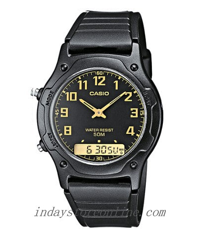 Casio Analog-Digital Men's Watch AW-49H-1B Resin Band Resin Glass