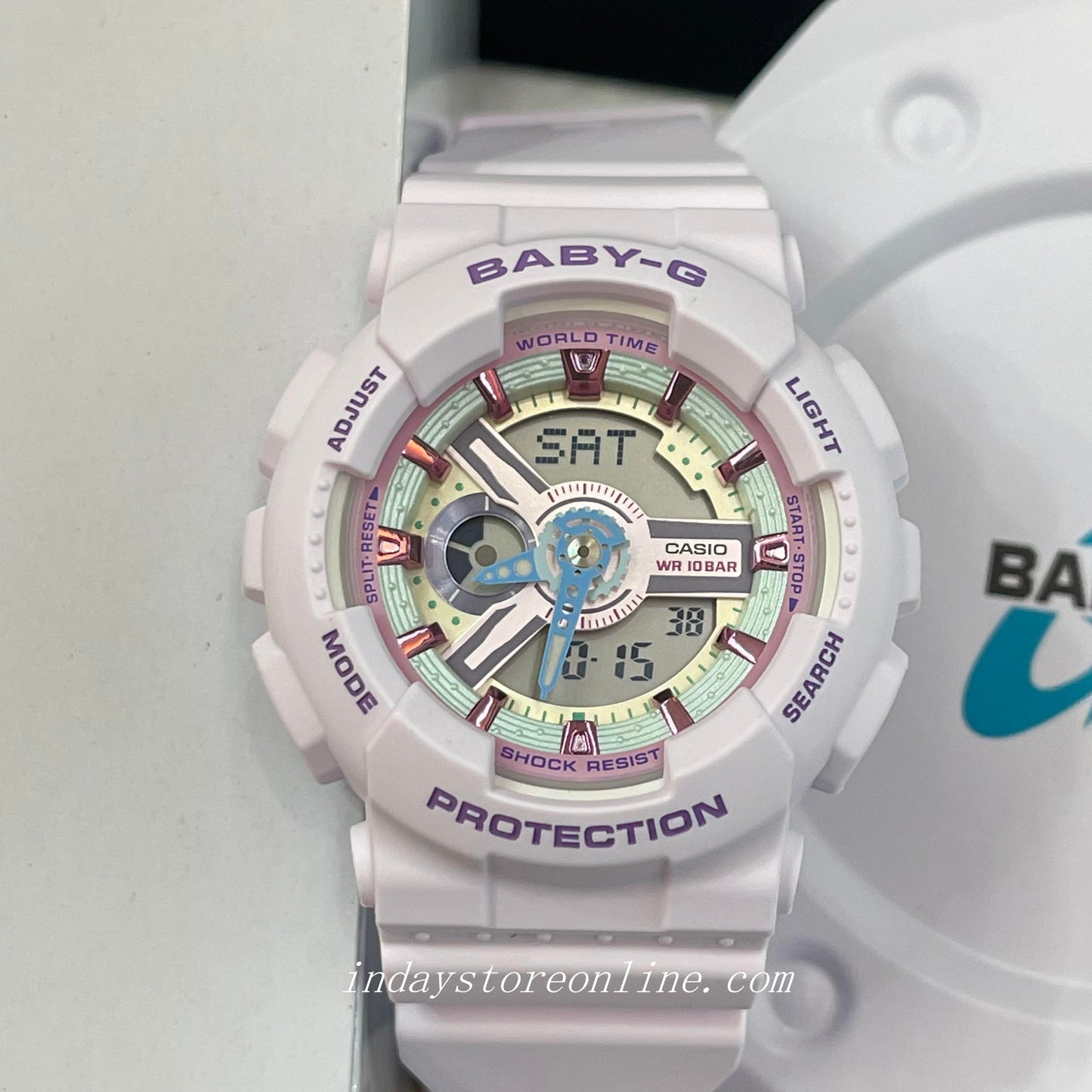 Casio Baby-G Women's Watch BA-110XPM-6A Resin Band Mineral Glass Shock Resistant