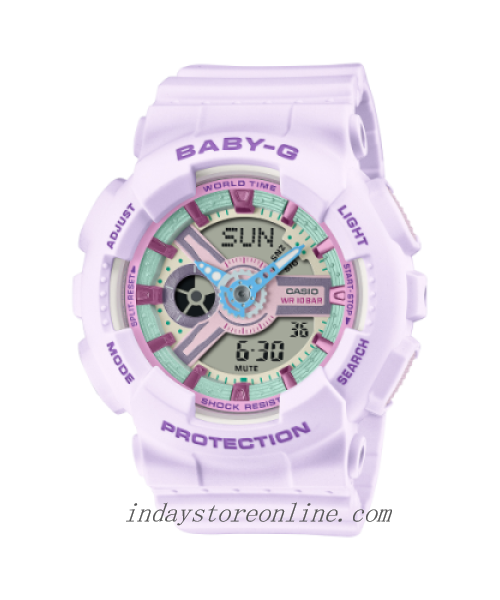 Casio Baby-G Women's Watch BA-110XPM-6A Resin Band Mineral Glass Shock Resistant