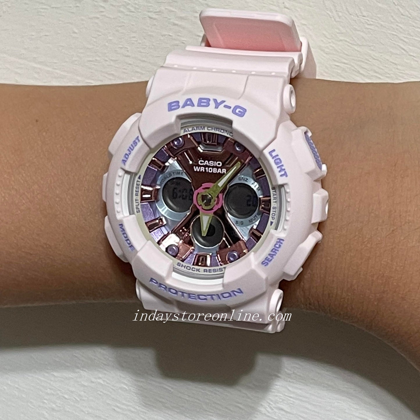 Casio Baby-G Women's Watch BA-130PM-4A Resin Band Mineral Glass Shock Resistant