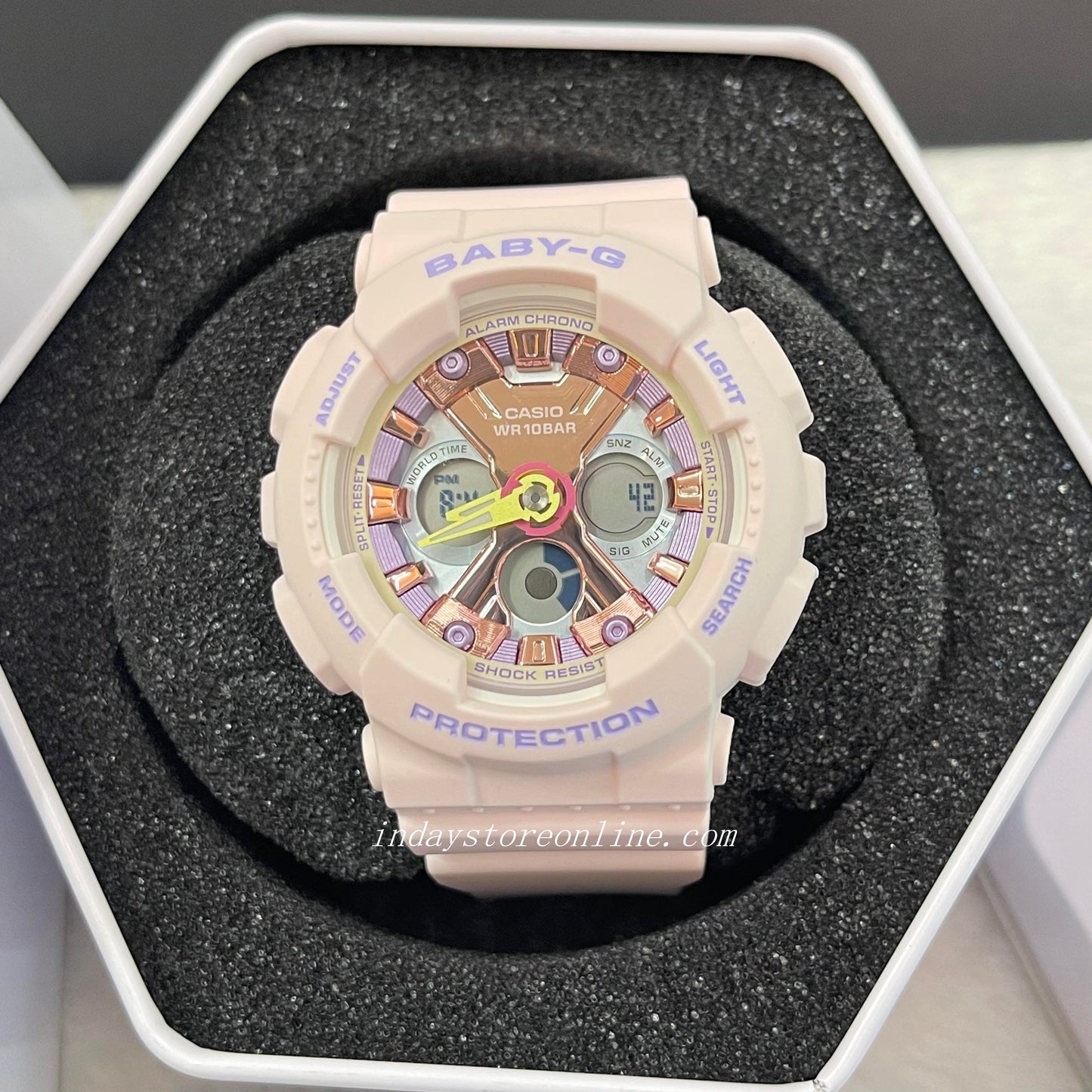 Casio Baby-G Women's Watch BA-130PM-4A Resin Band Mineral Glass Shock Resistant