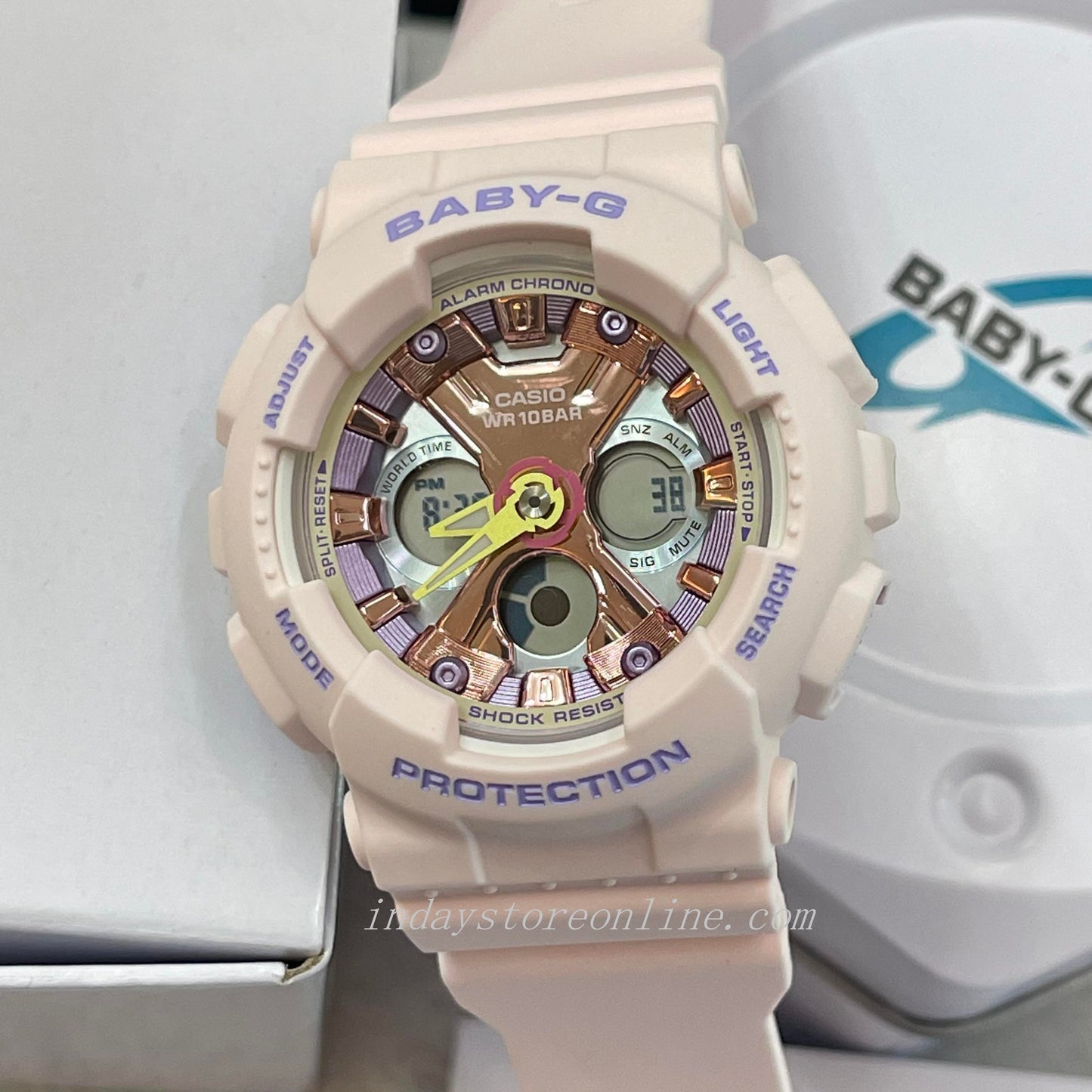 Casio Baby-G Women's Watch BA-130PM-4A Resin Band Mineral Glass Shock Resistant