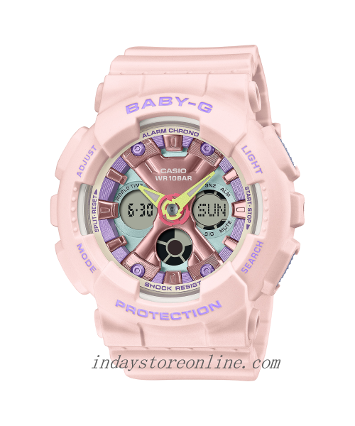 Casio Baby-G Women's Watch BA-130PM-4A Resin Band Mineral Glass Shock Resistant