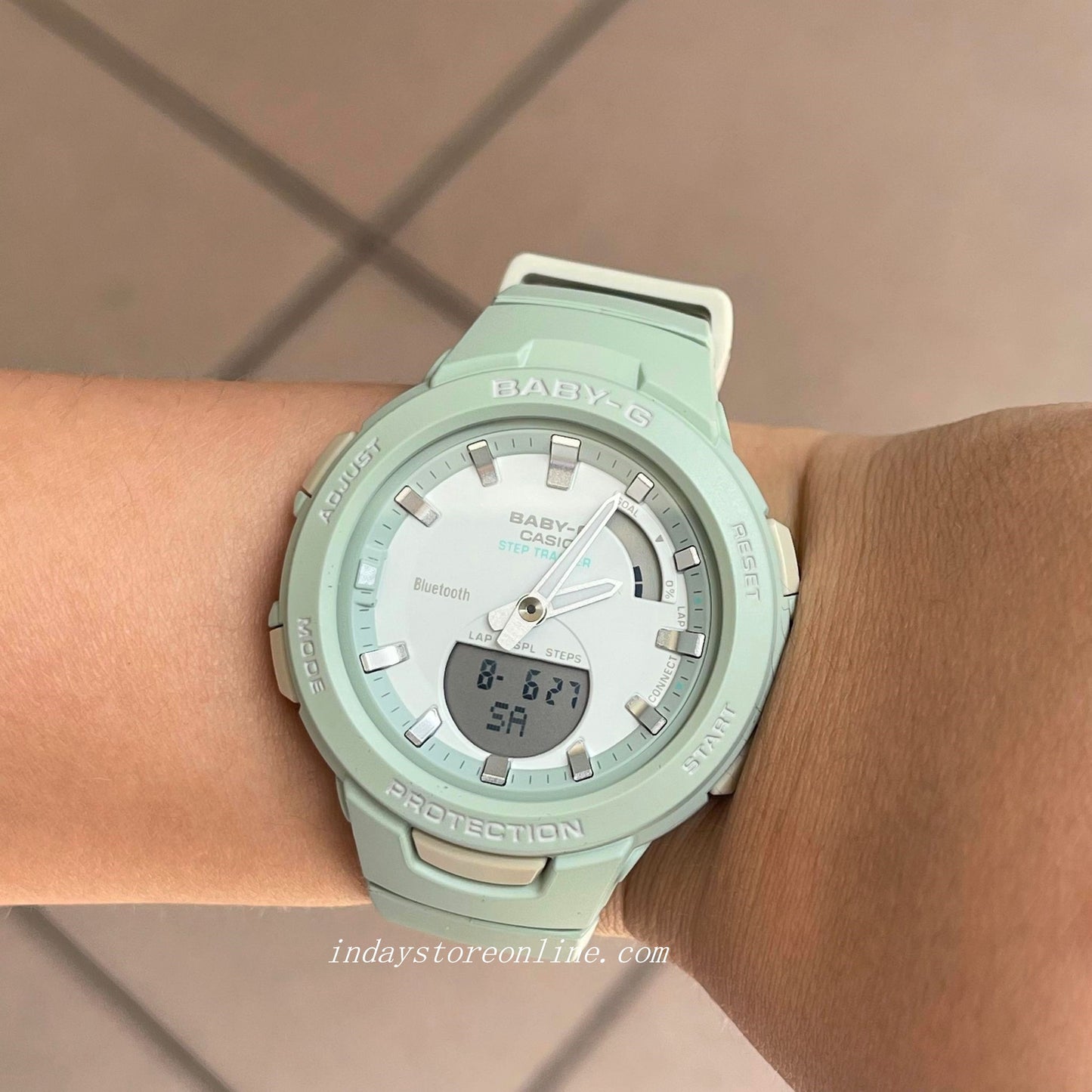 Casio Baby-G Women's Watch BSA-B100CS-3A Resin Band Mineral Glass Shock Resistant Mobile Link Bluetooth