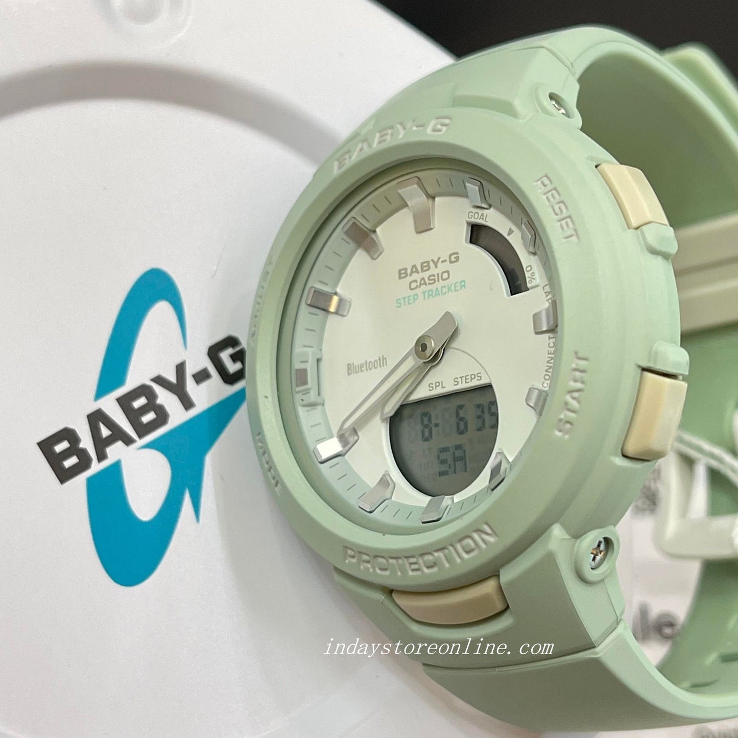 Casio Baby-G Women's Watch BSA-B100CS-3A Resin Band Mineral Glass Shock Resistant Mobile Link Bluetooth